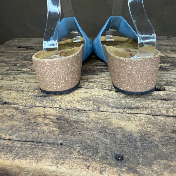 Marina Luna Made in Italy Blue Suede Slide Sandals Women’s Size 6.5 Comfort - Picture 6 of 11